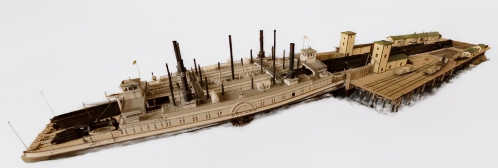 Point Cloud of ferry and buildings